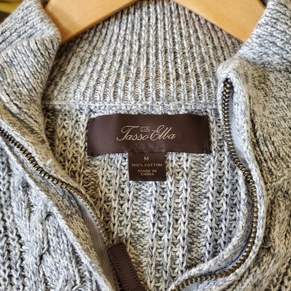 Tasso Elba 1/4 Zip Grey Sweater - Size Medium - Picture 4 of 5
